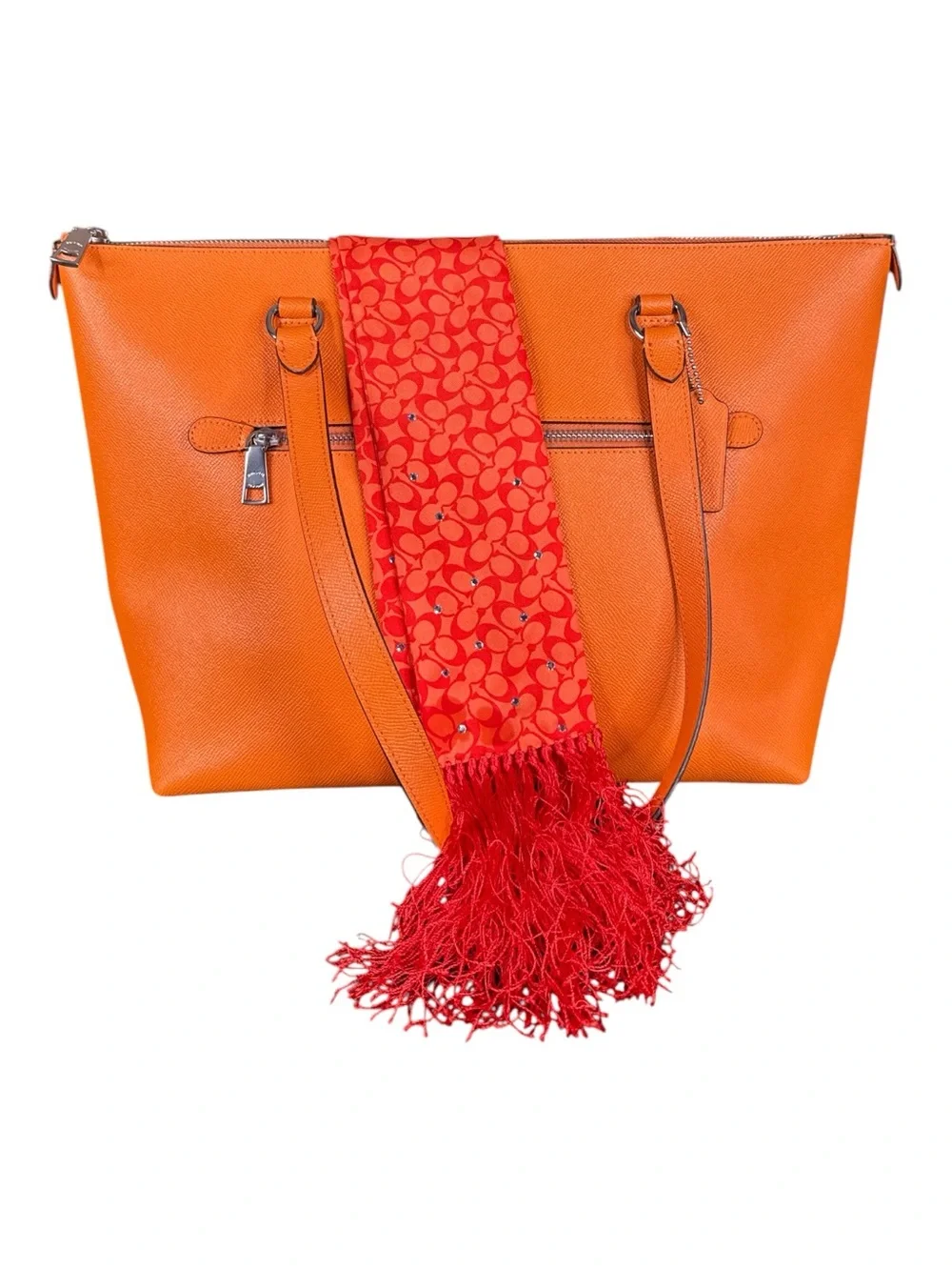 COACH Silk Rhinestone Fringe Twilly/Skinny Scarf/Bandeau